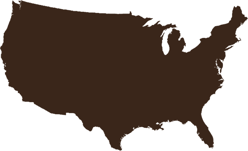 Continental US silhouette showing nationwide shipping reach